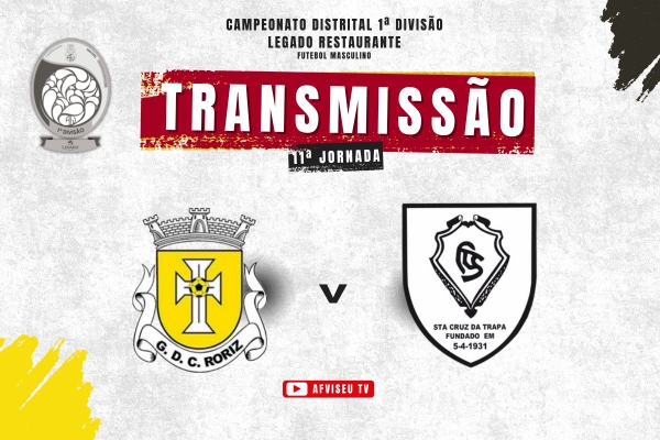 GDC Roriz e CD Santacruzense com transmissão em direto.