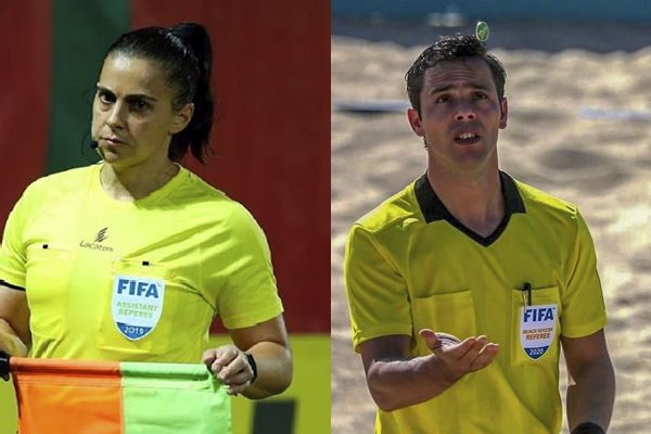 Olga Almeida e Francisco Costa da AF Viseu com a credencial FIFA para o ano de 2023